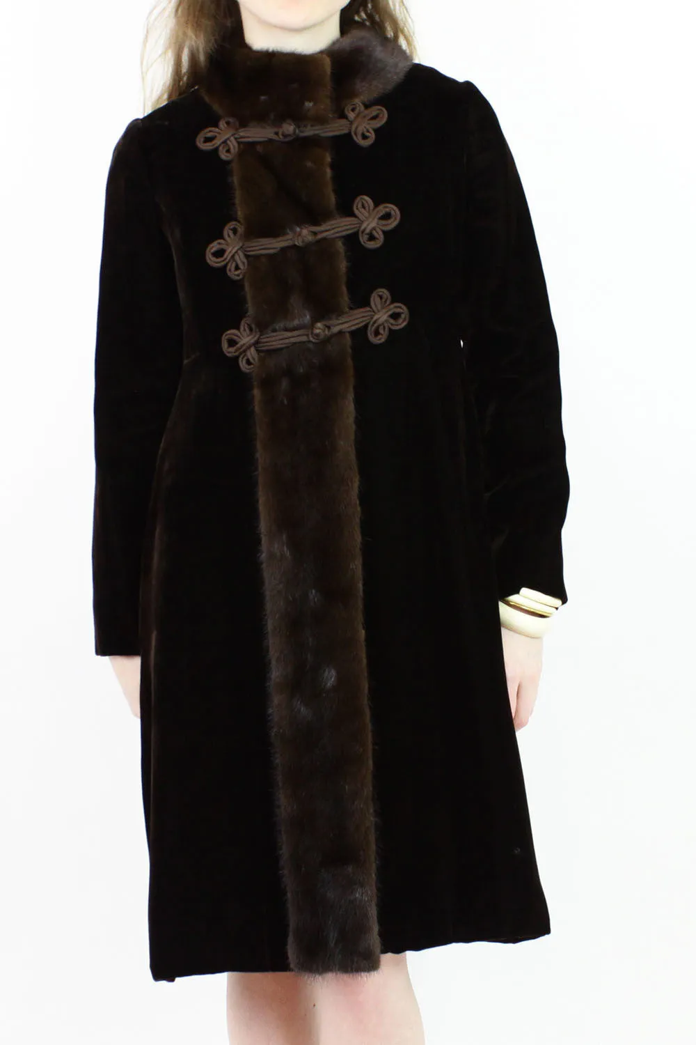 1960s velvet & mink coat XS