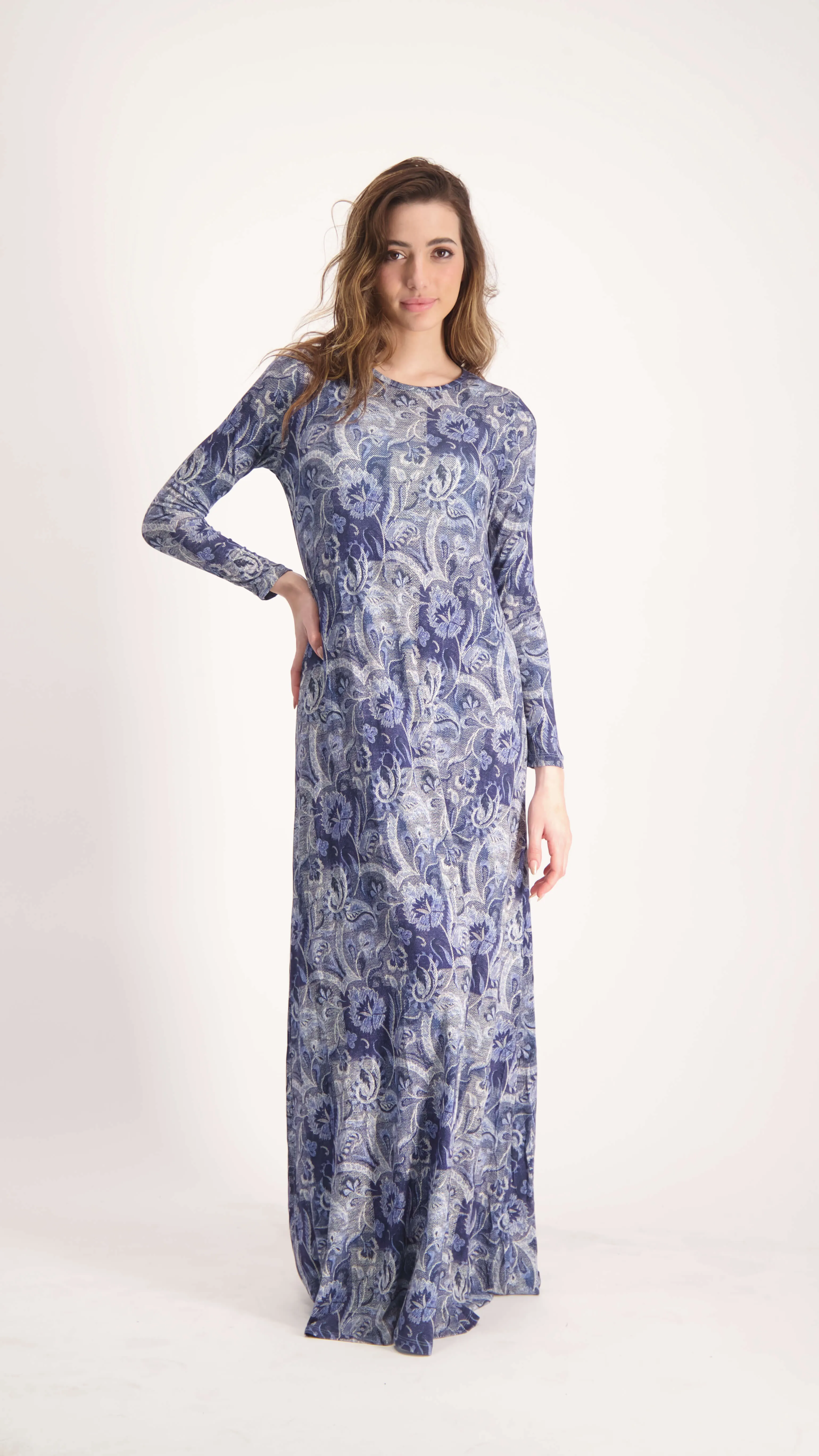 A-line Maxi Dress / Jeans Flowers