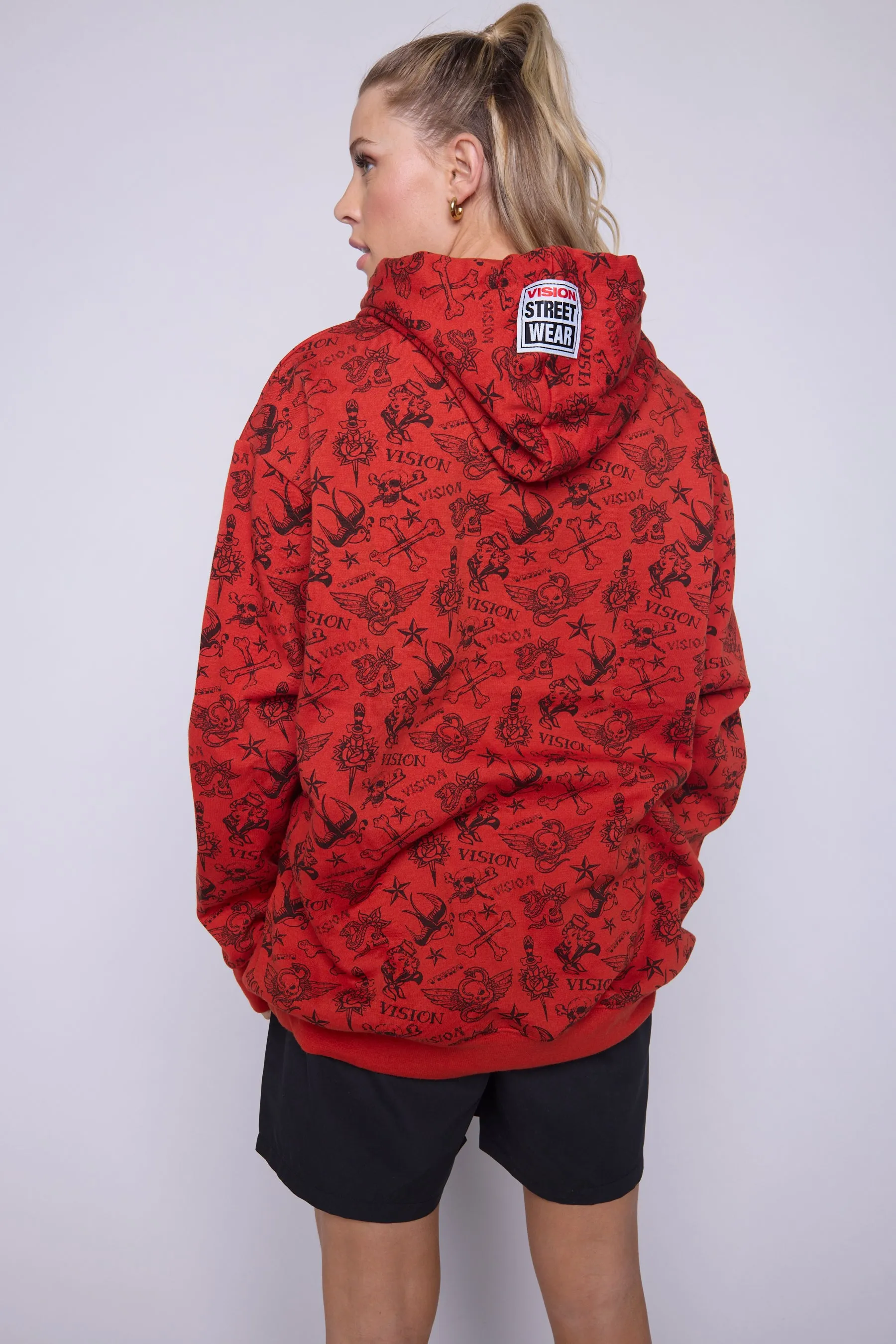 Aop Tattoo Hoodie - Red