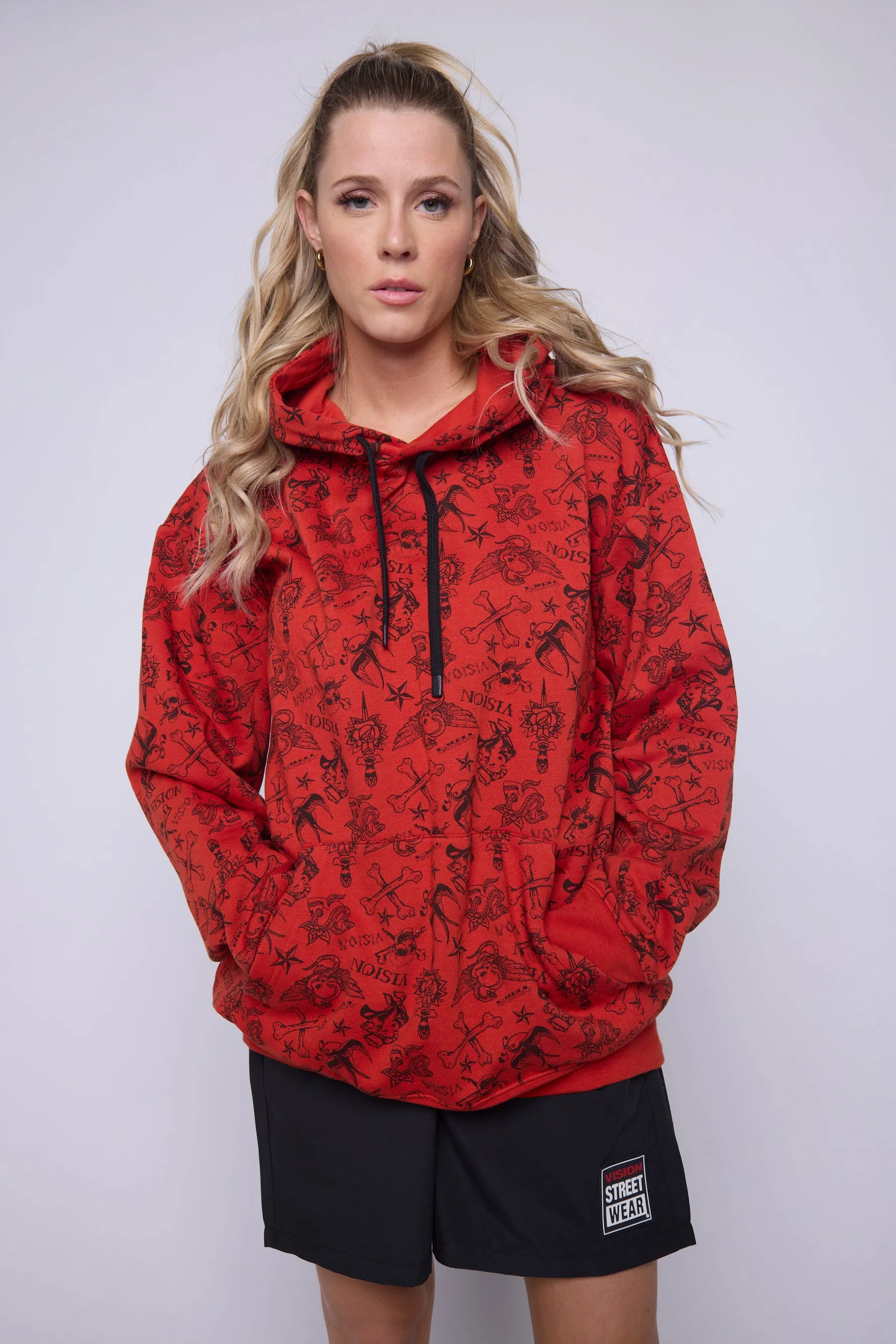 Aop Tattoo Hoodie - Red