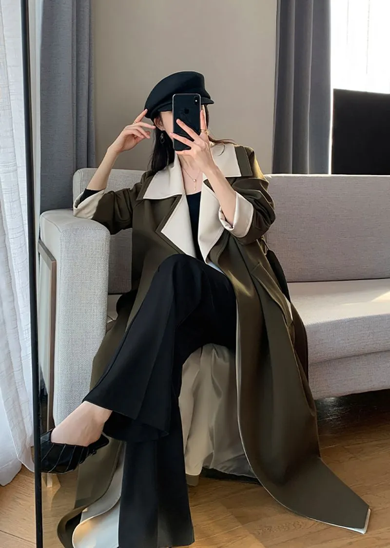 Army Green Belted Trench Coat