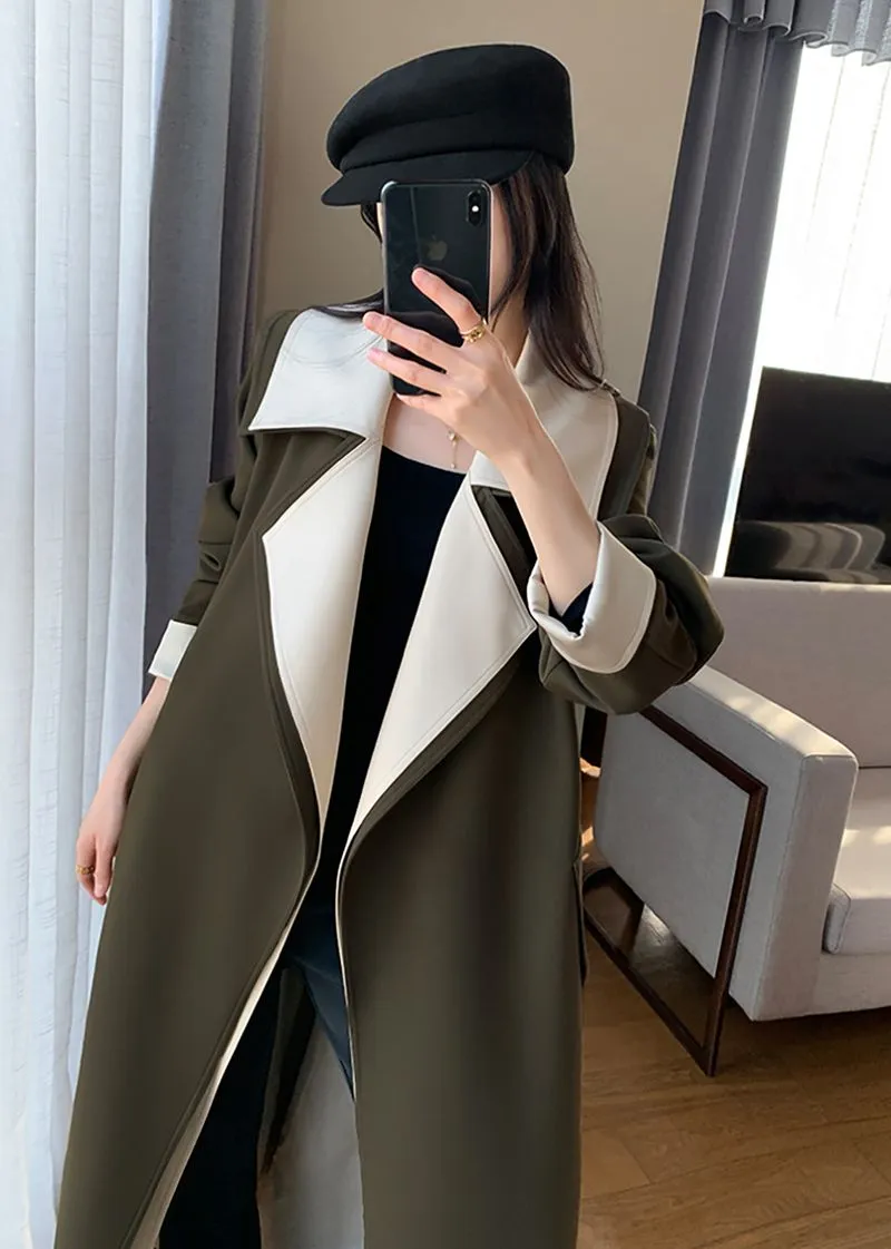 Army Green Belted Trench Coat