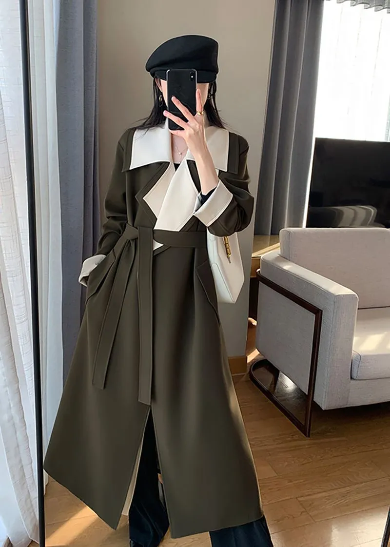 Army Green Belted Trench Coat