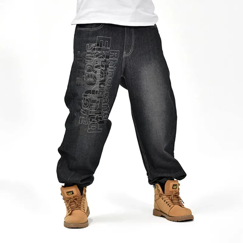 Baggy Jeans Men Denim Pants Loose Streetwear Jeans Hip Hop Casual Skateboard Pants for Men Plus Size Trousers Black S94