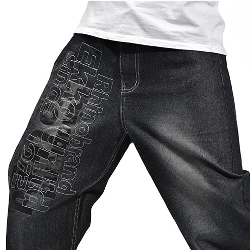 Baggy Jeans Men Denim Pants Loose Streetwear Jeans Hip Hop Casual Skateboard Pants for Men Plus Size Trousers Black S94