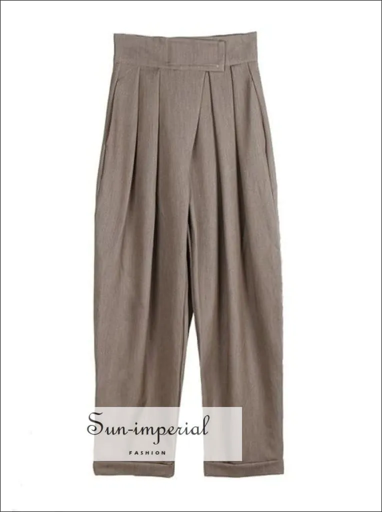 Bailey Pants - Solid Brown High Waist Wide Leg Trousers for Women