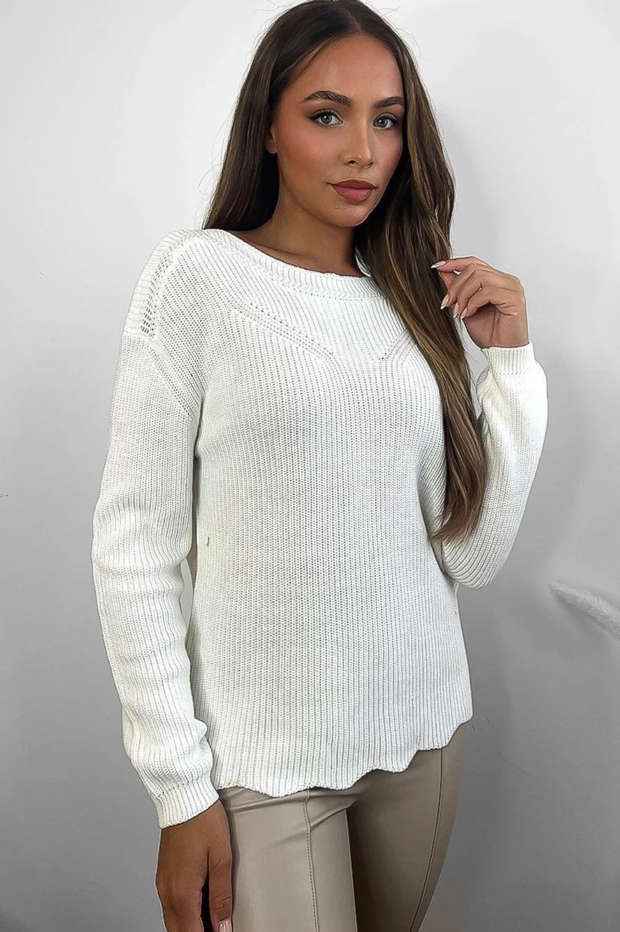 Bateau Neckline Classic Pullover