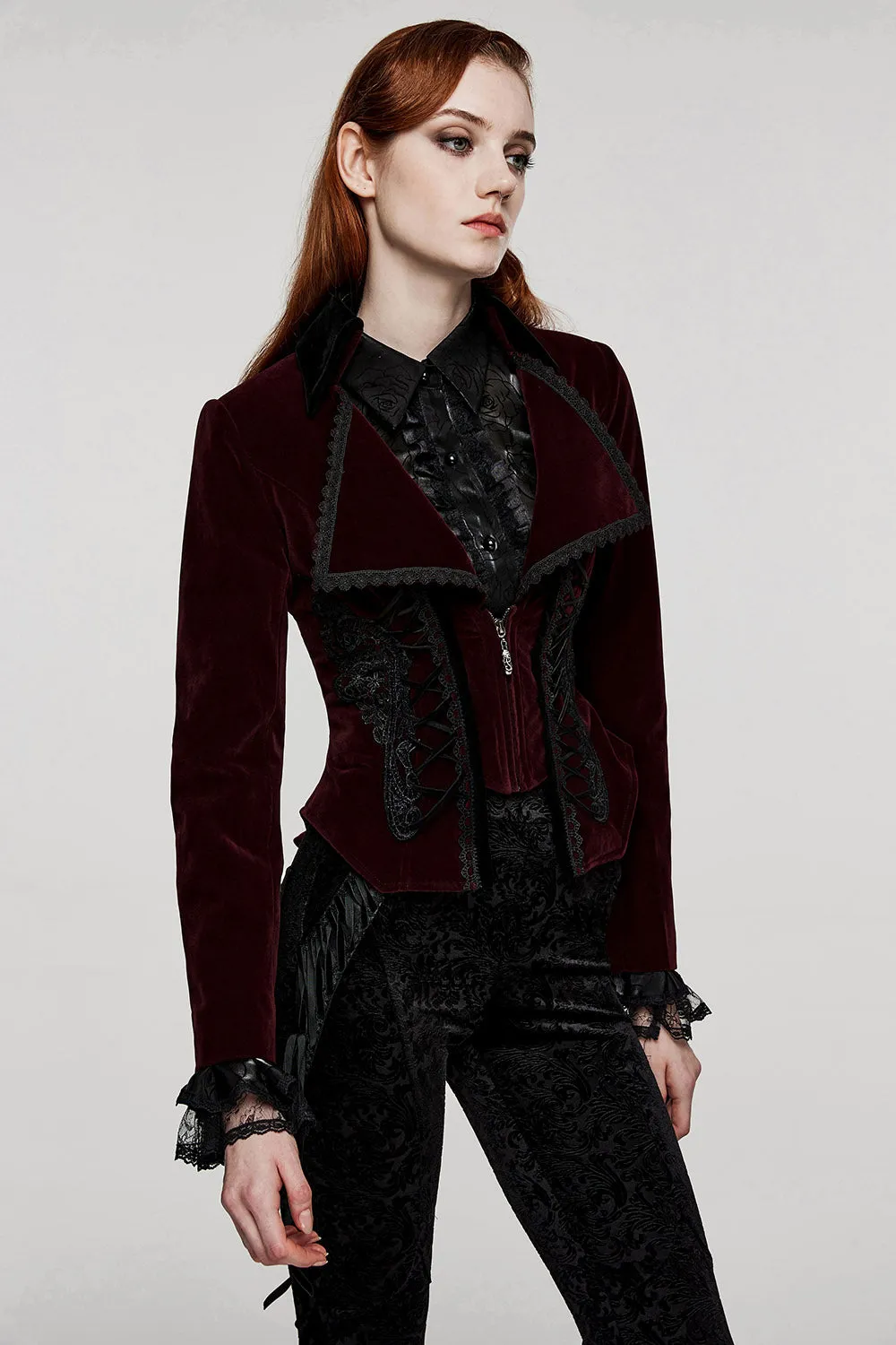 Bloodline Velvet Coat [BLACK/RED]