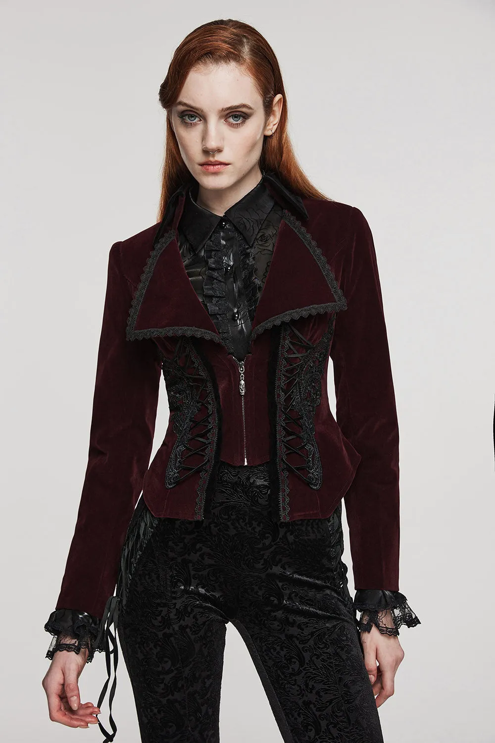 Bloodline Velvet Coat [BLACK/RED]