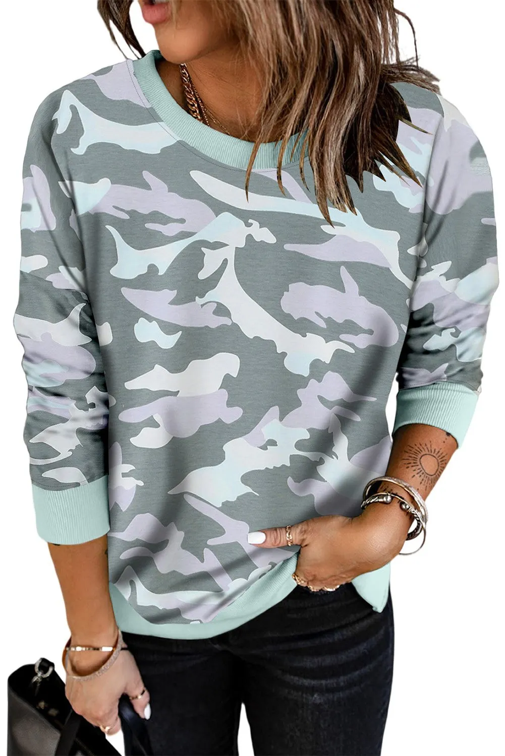 Camouflage Pullover Sweatshirt