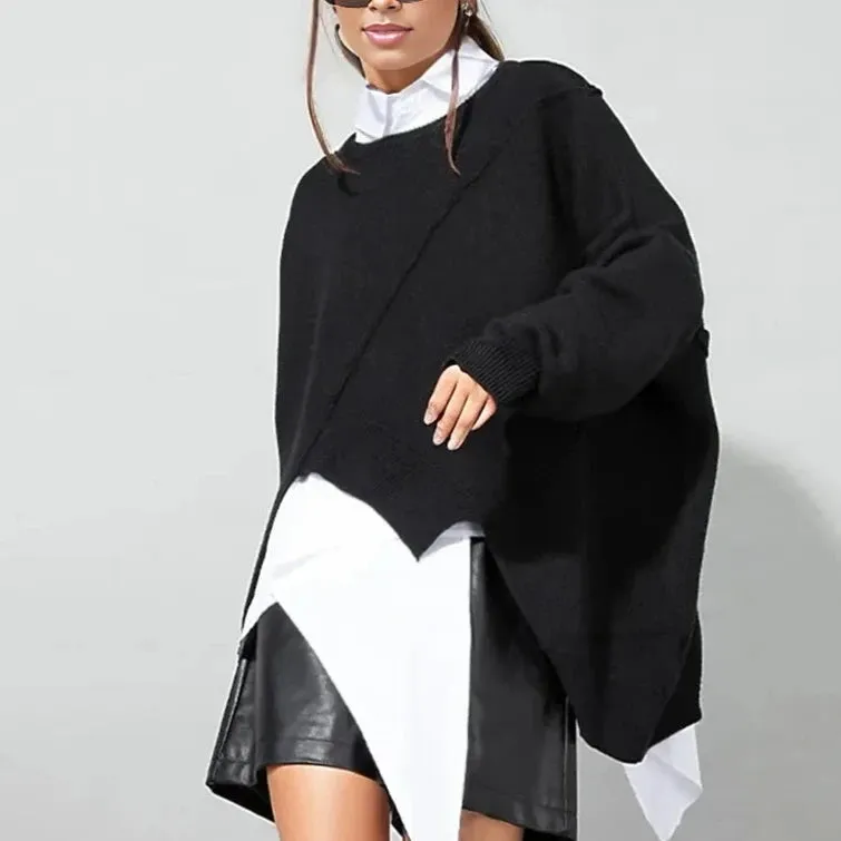 Chic Asymmetrical Hem Knitted Pullover