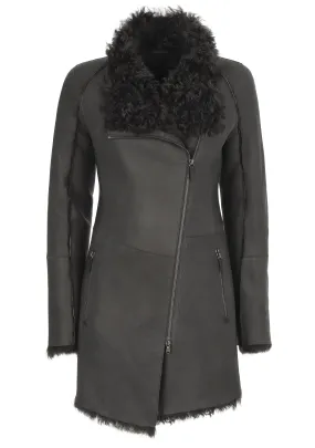 Clarisse - Olive Anthracite Shearling Coat