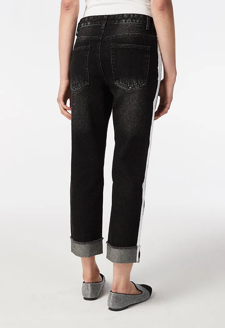 Contrast Side Denim Jeans