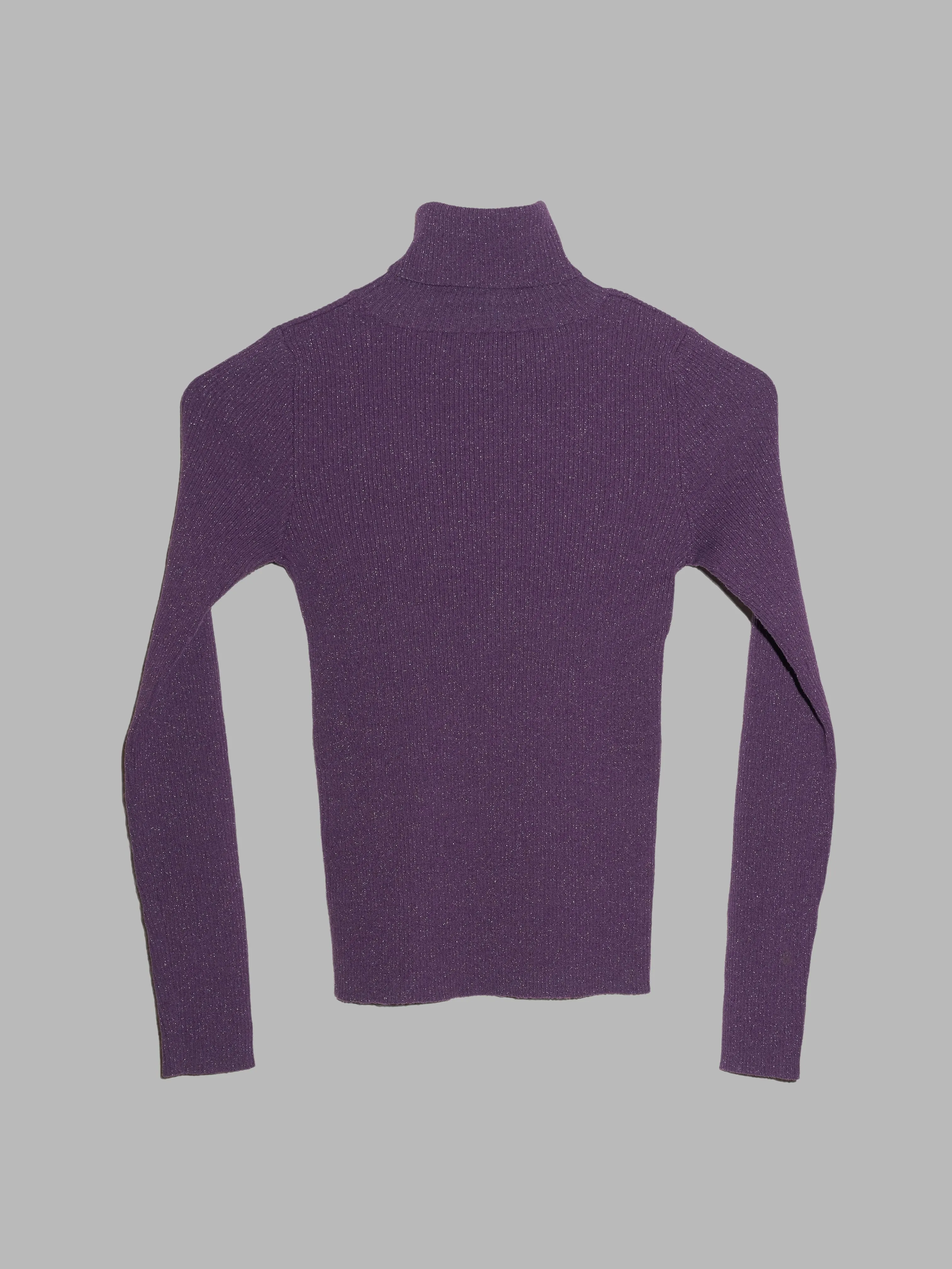 Corinne Sarrut sparkly purple rib knit turtleneck