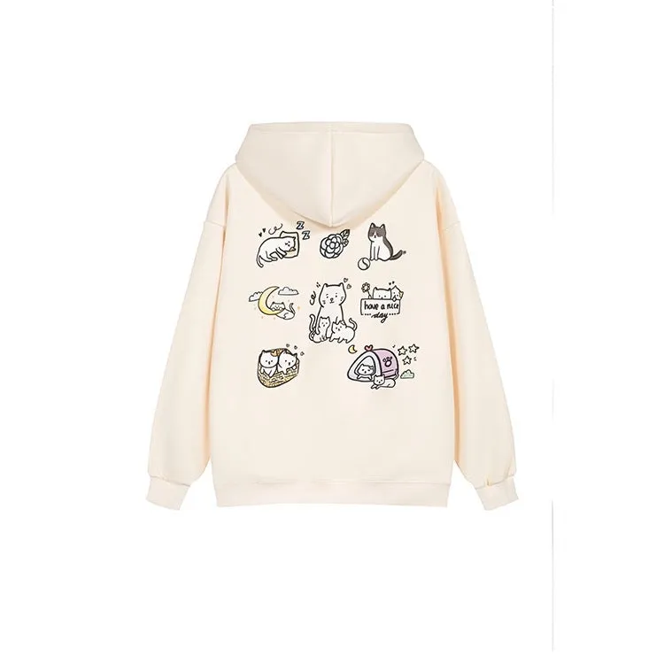 Cute Cat Cream Hoodie