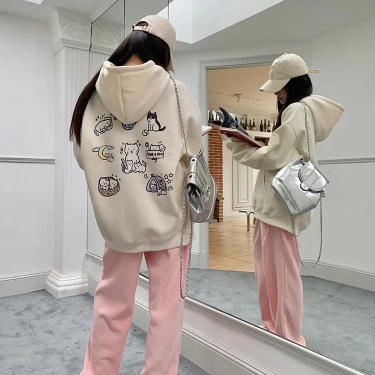 Cute Cat Cream Hoodie