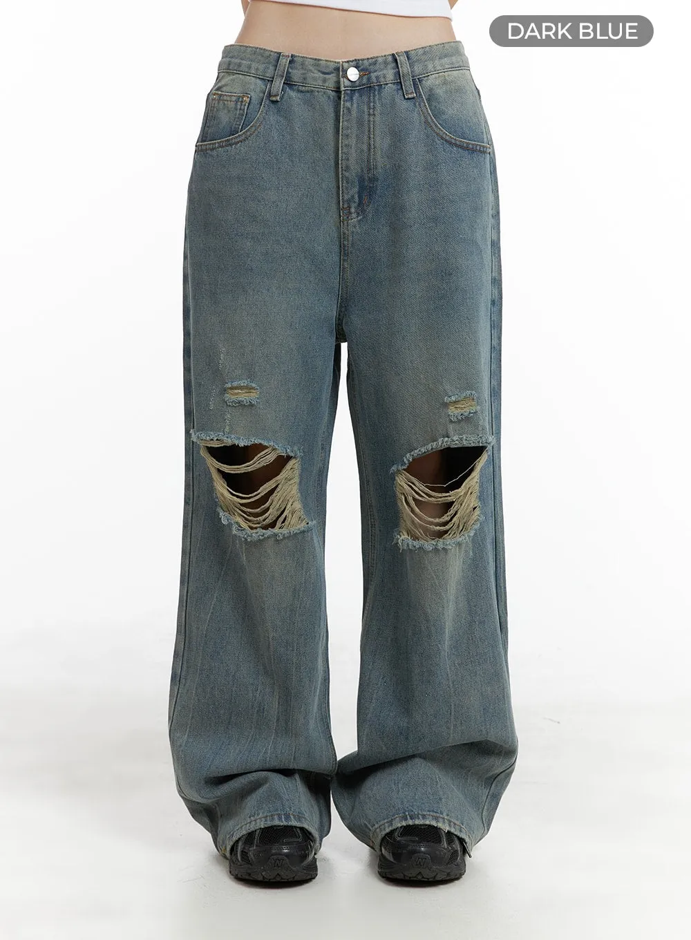 Destroyed Vintage Baggy Straight Jeans OM426