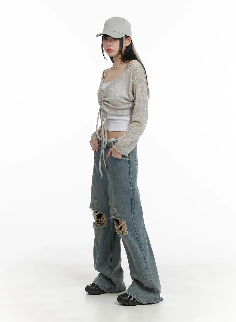 Destroyed Vintage Baggy Straight Jeans OM426