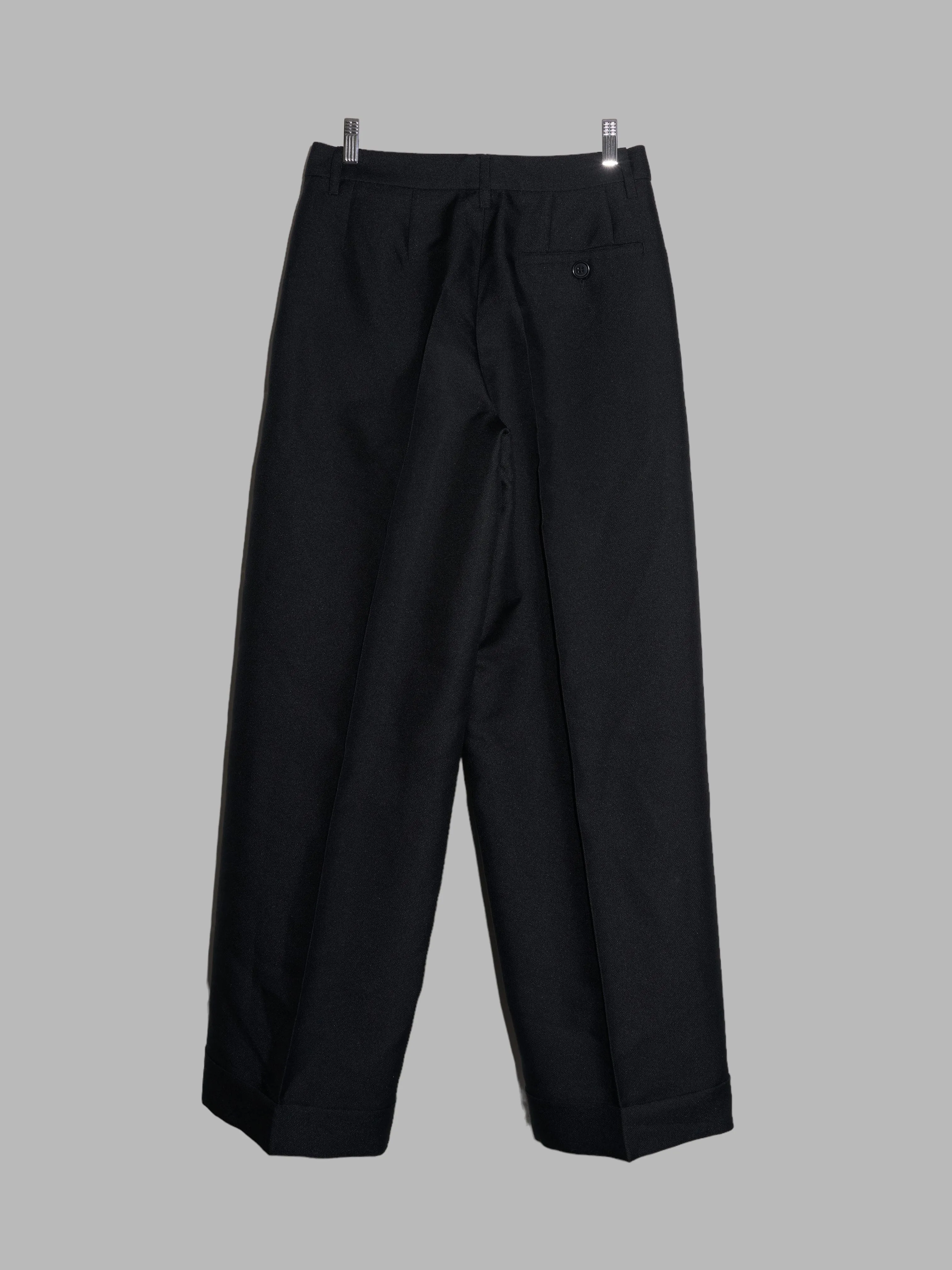 Dirk Bikkembergs 1990s 2000s black polyester canvas pleated trousers - size 46