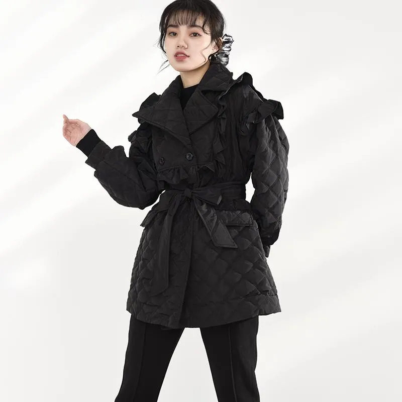 Doryo Long Sleeve Ruffle Bandage Coat