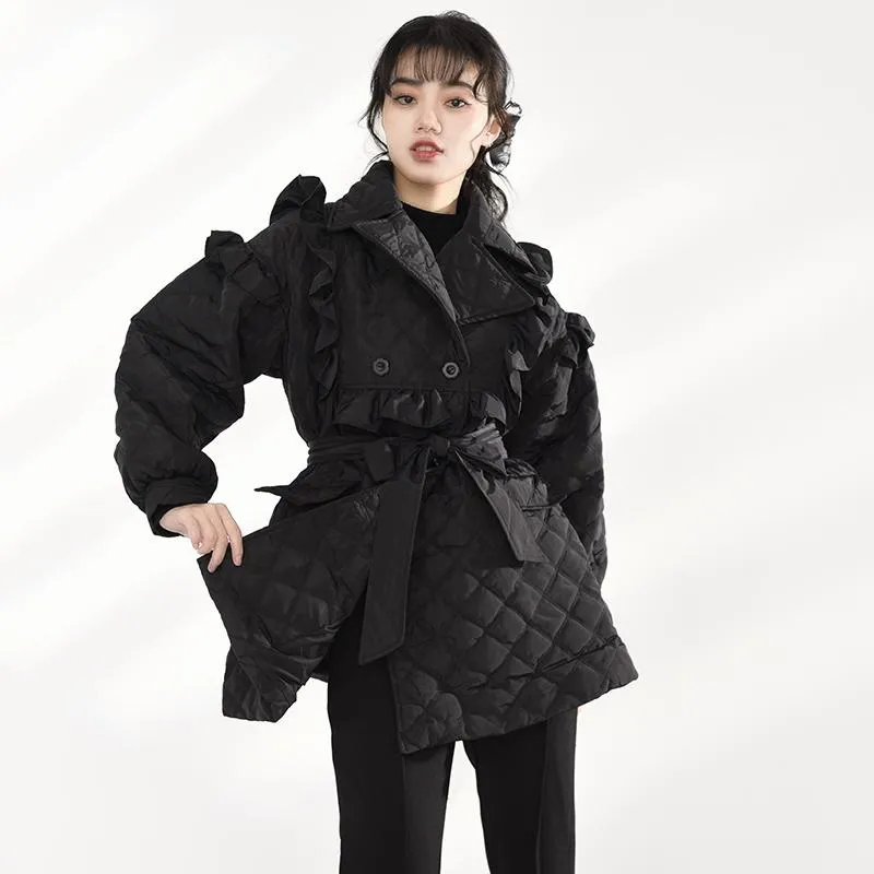 Doryo Long Sleeve Ruffle Bandage Coat