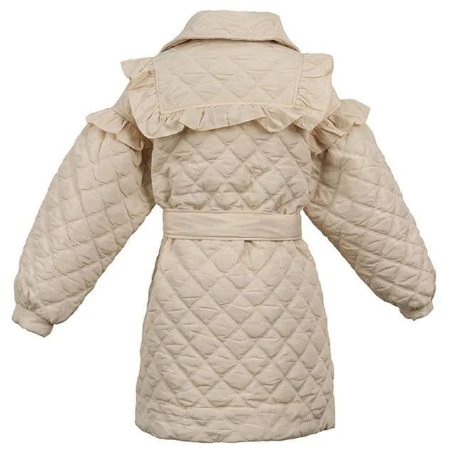 Doryo Long Sleeve Ruffle Bandage Coat