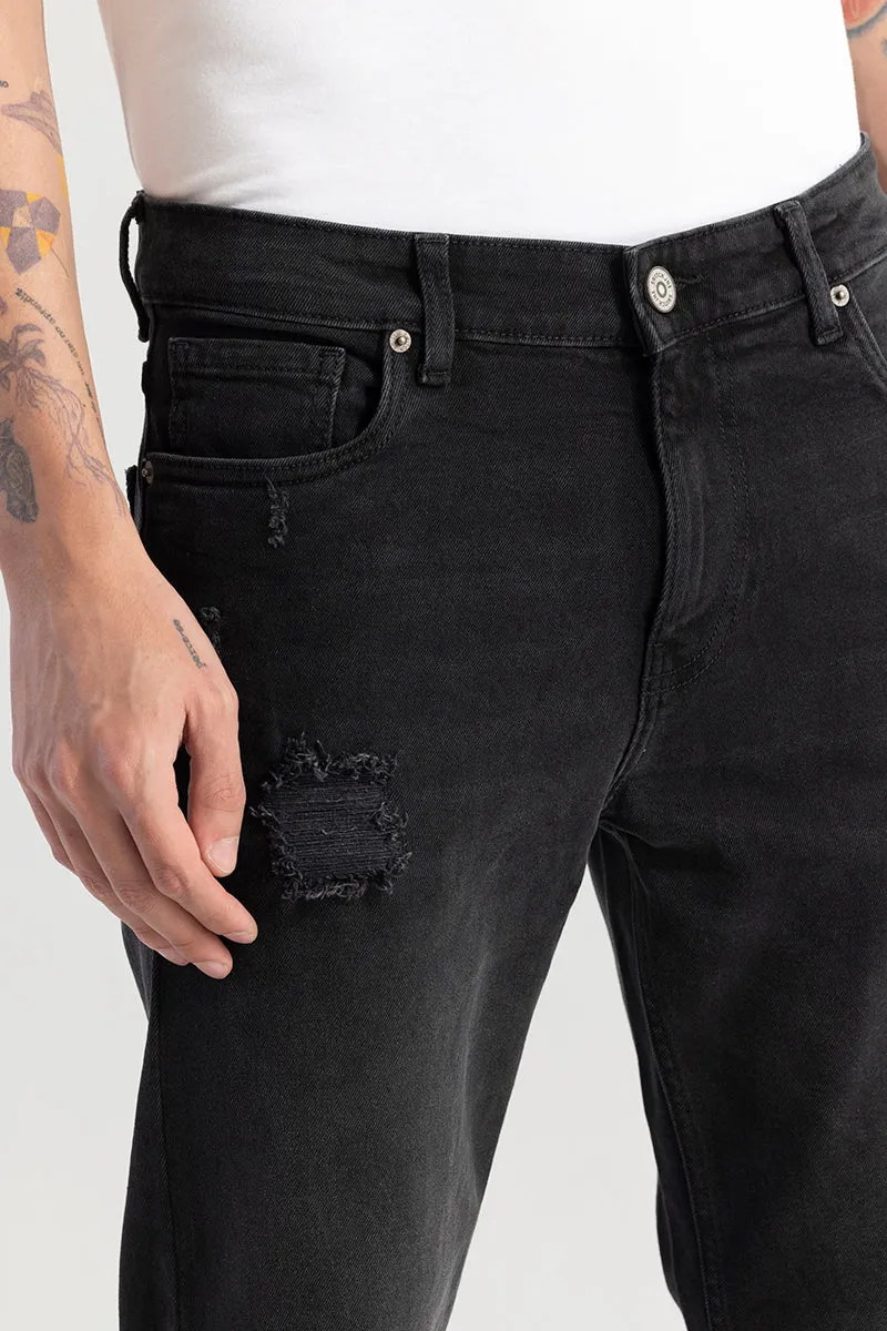 Drogue Black Distressed Slim Fit Jeans