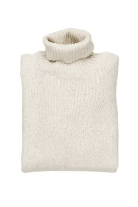 Drumohr Latte LS Donegal Turtleneck Wool/Cashmere Sweater