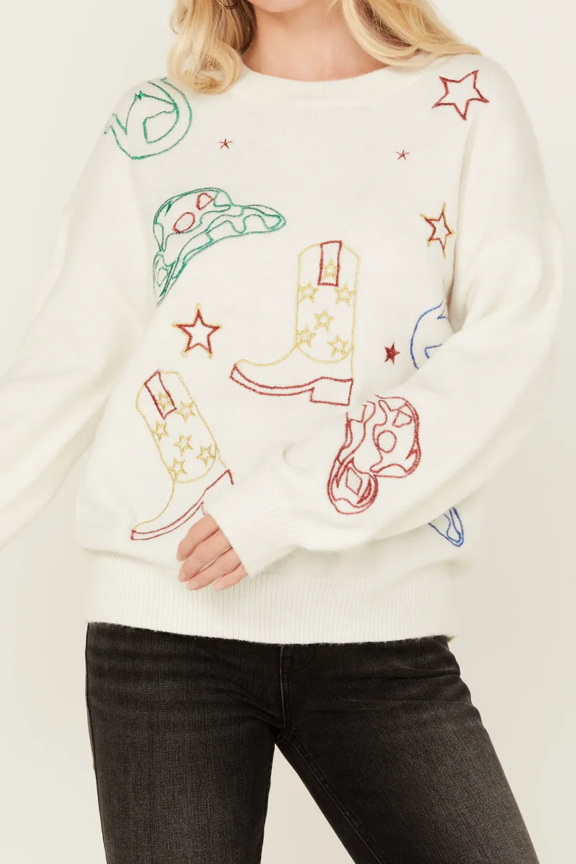 EMBROIDERED COWGIRL PULLOVER