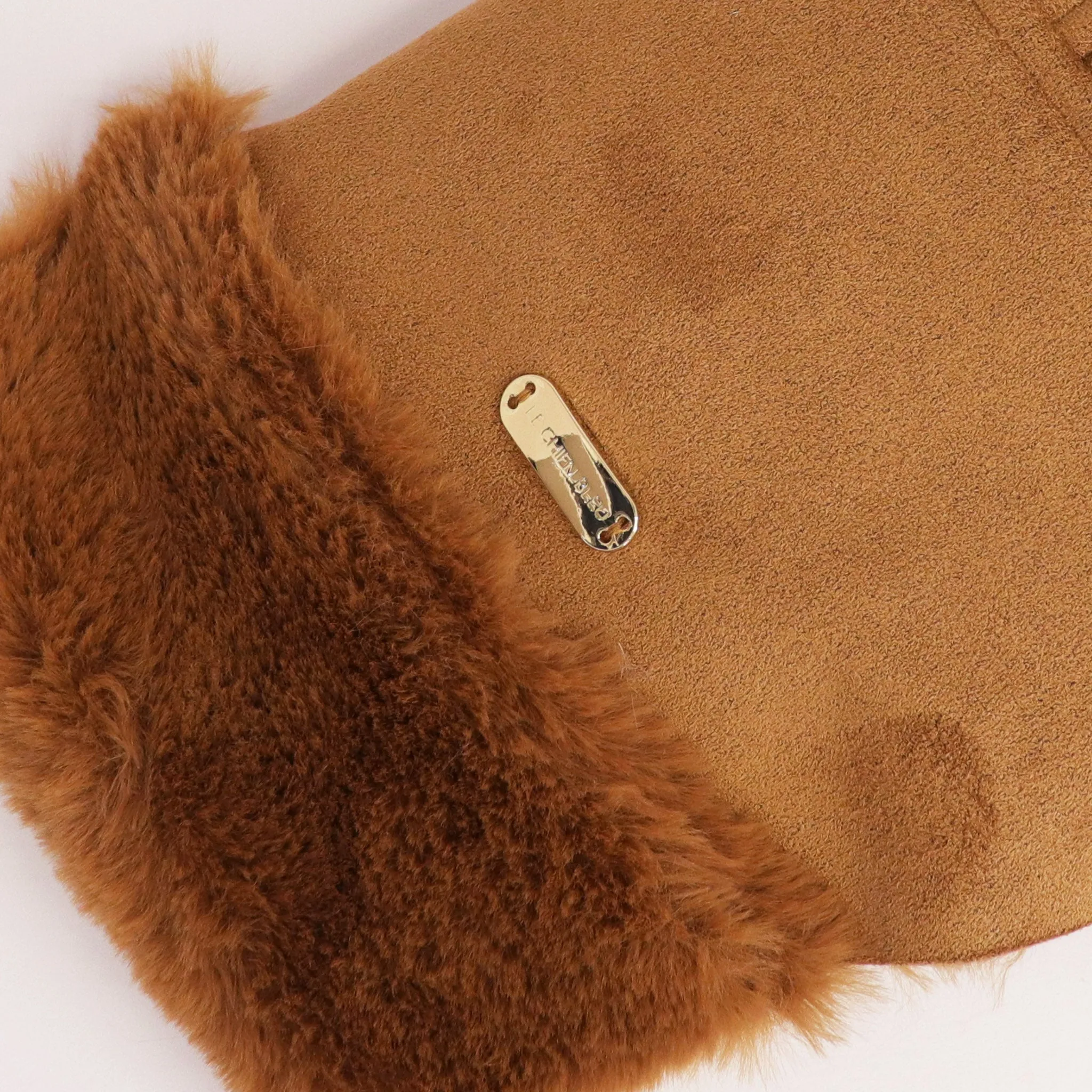 Faux Lambskin Coat - Camel