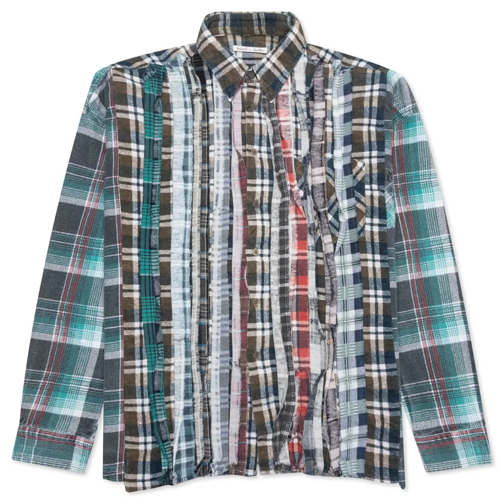 Flannel Shirt Ribbon Wide Shirt - Assorted