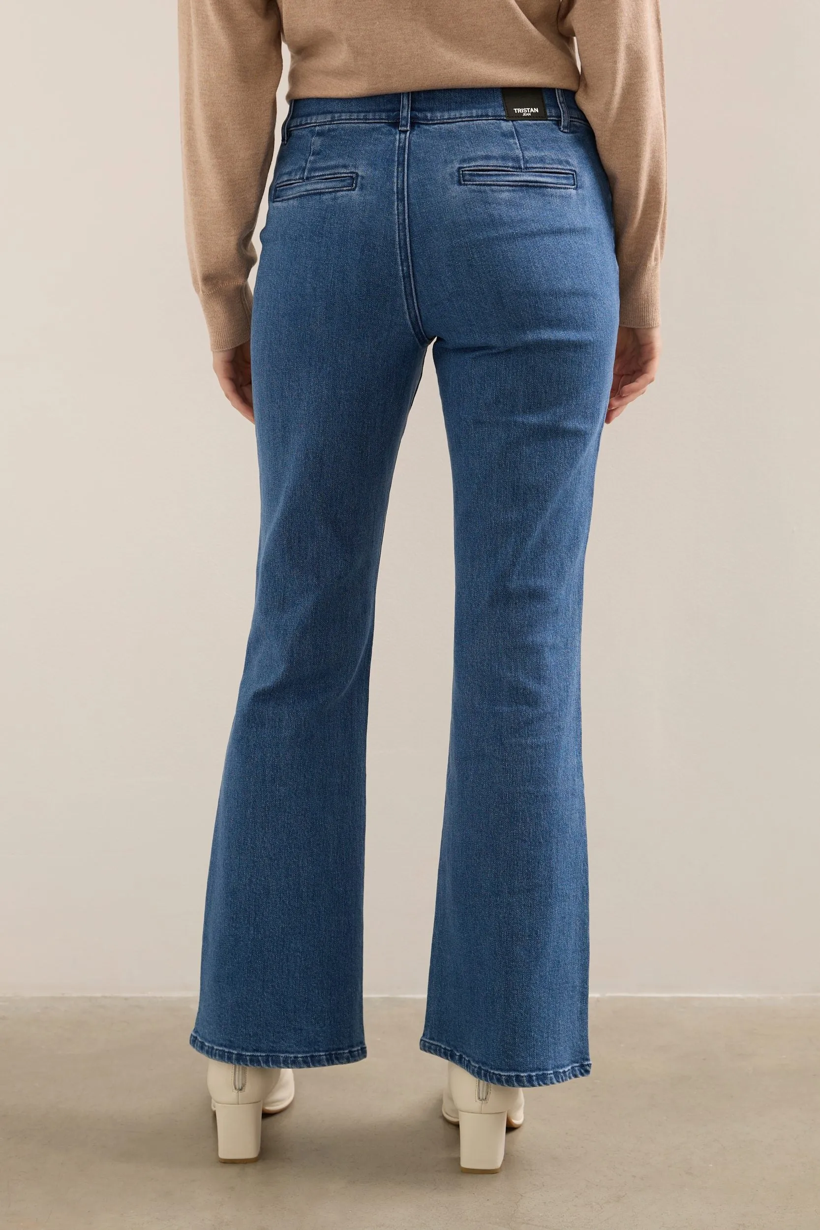 Flared high waisted button jeans