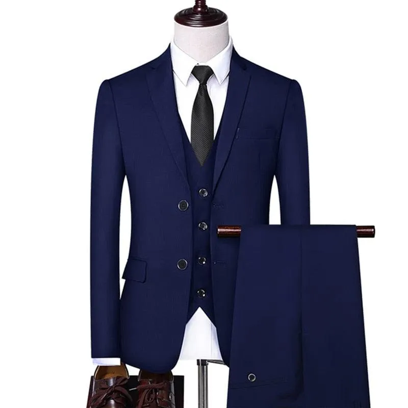 Formal Business Wedding 3 Pieces Suit Set / Male 2021 Blazers Jacket Pants Vest Trousers Dress Waistcoat