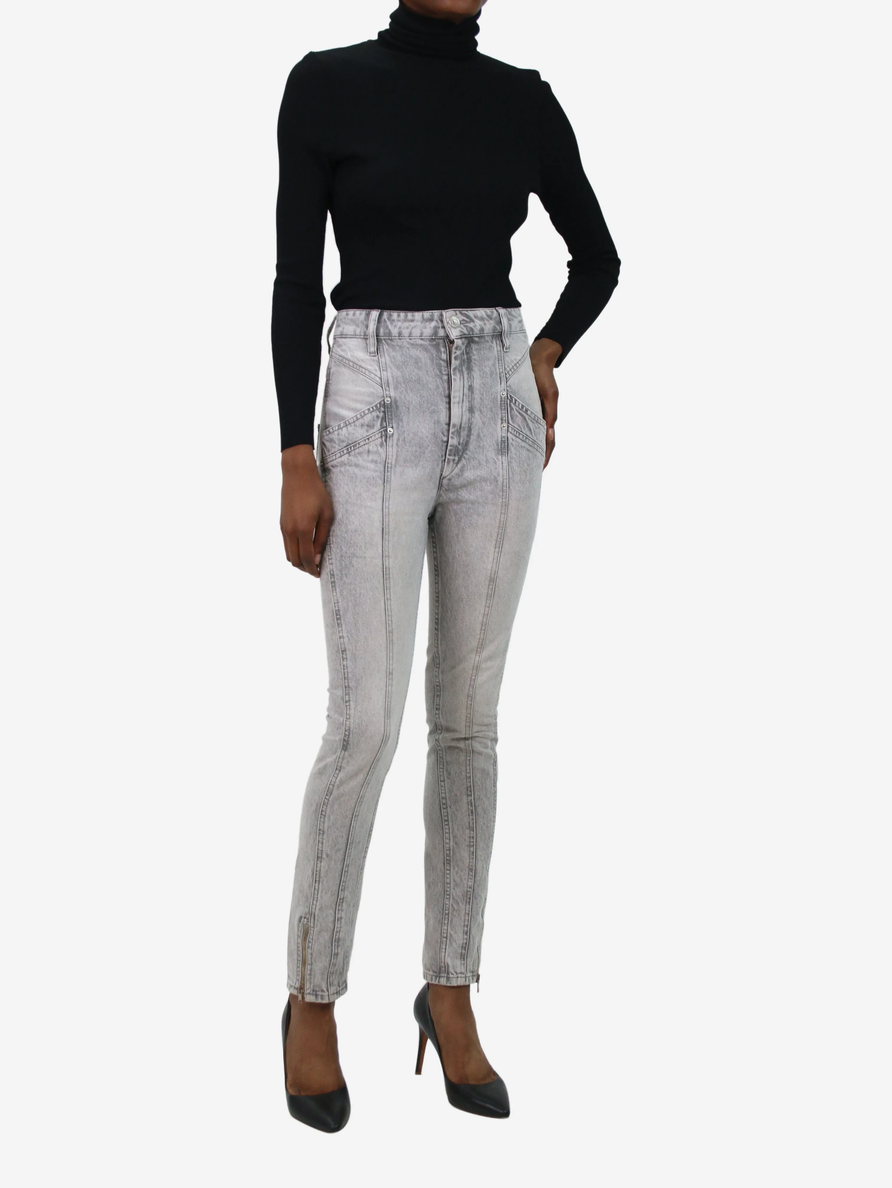 Grey panelled jeans - size FR 34