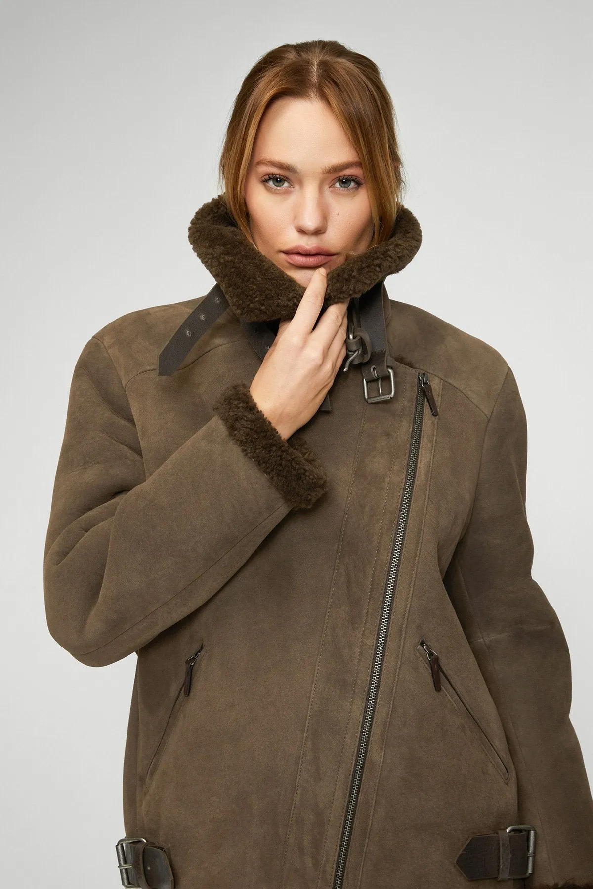 Harper - Brown Tobacco Shearling Coat