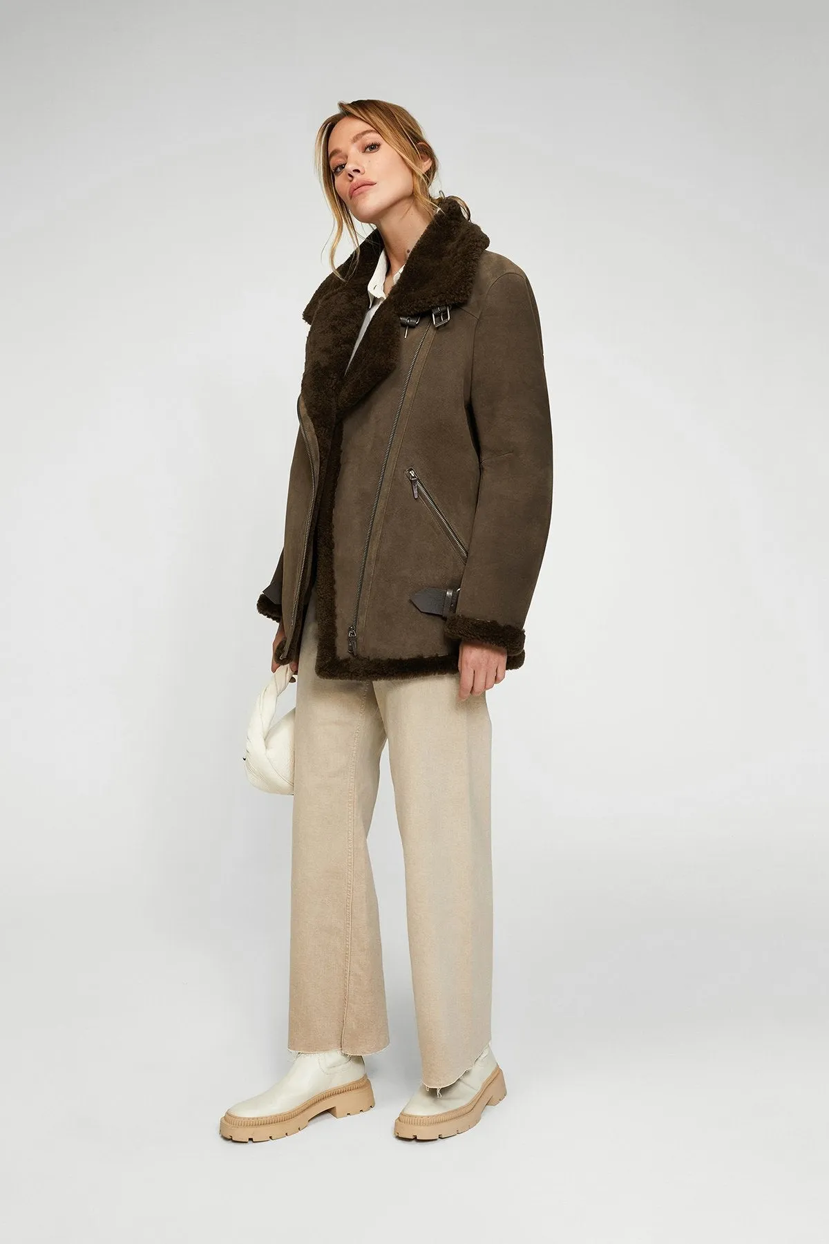 Harper - Brown Tobacco Shearling Coat