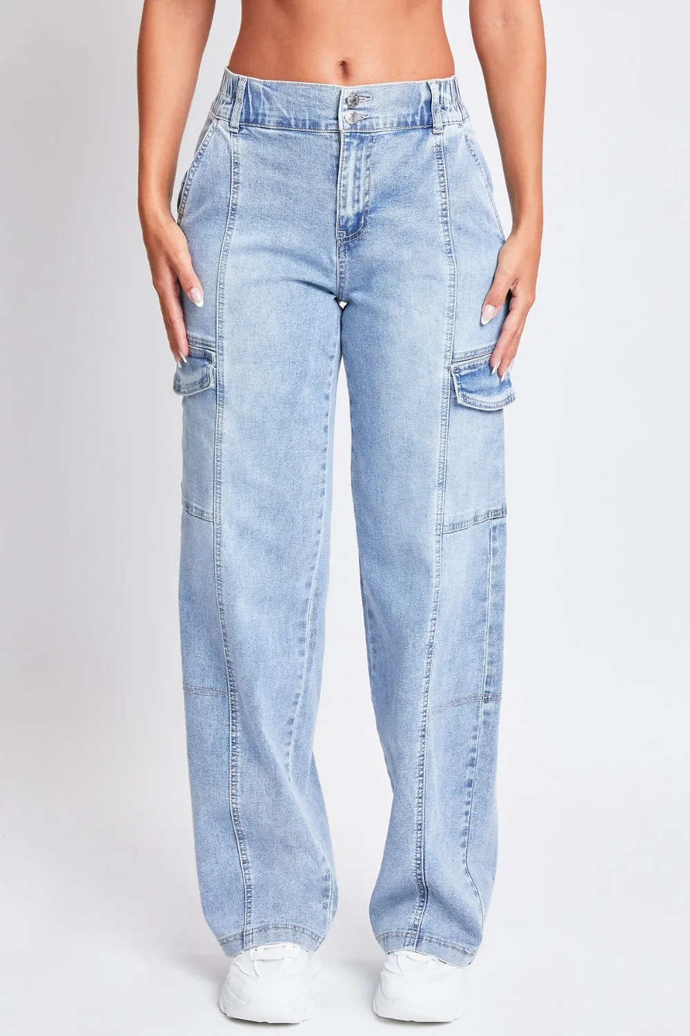 High-Rise Straight Cargo Jeans