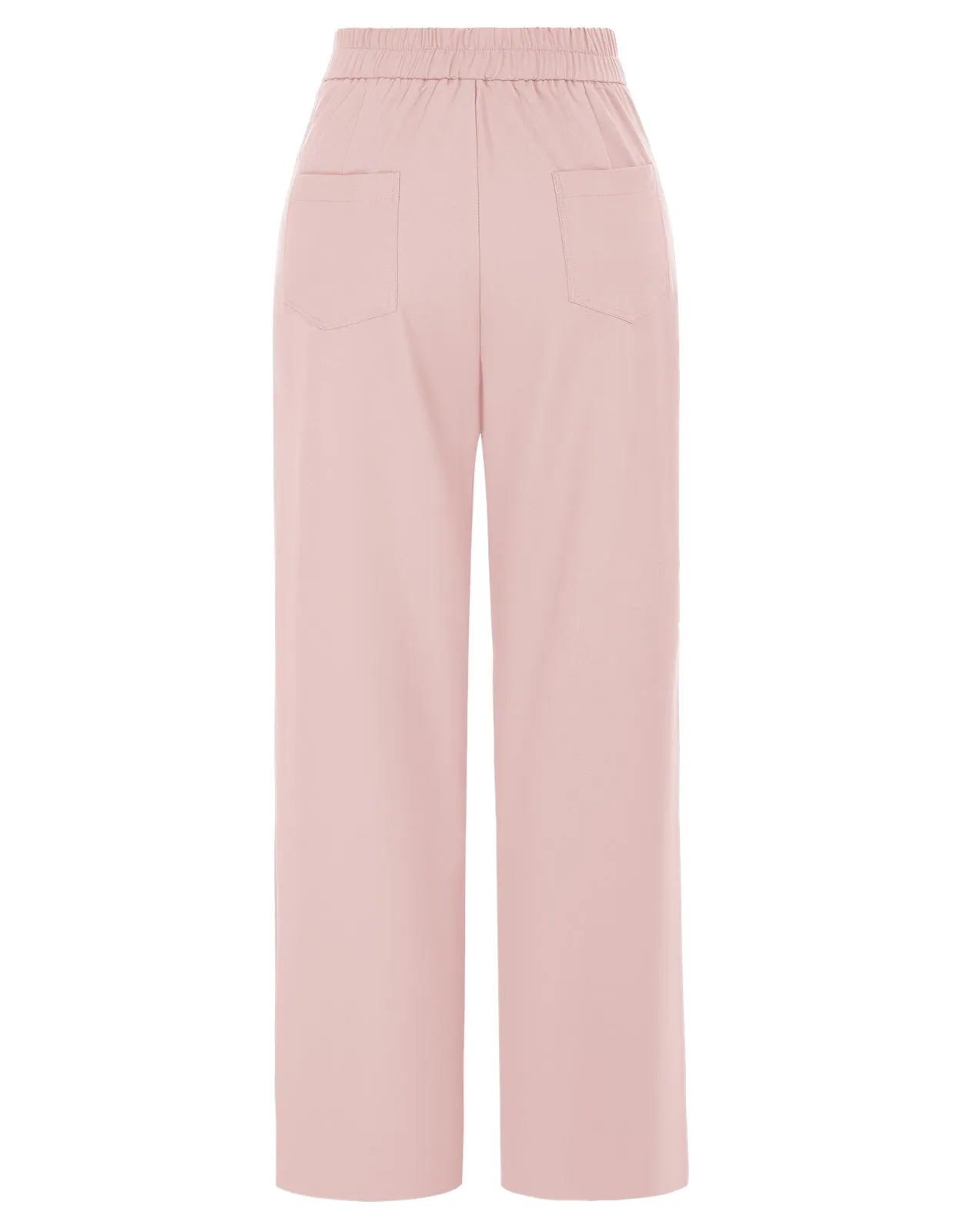 High Waisted Wide Leg Pants Button Decorated Casual Stretchy Trousers with Pockets