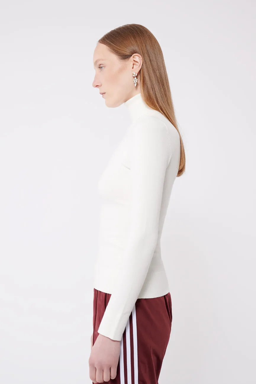 Ice Water White Peachskin Long Sleeve Turtleneck