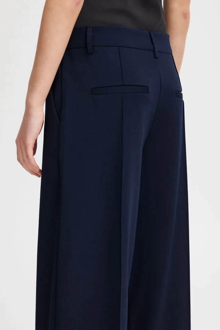 Ichi Kate Sus Wide Leg Trousers-Total Eclipse-20116768