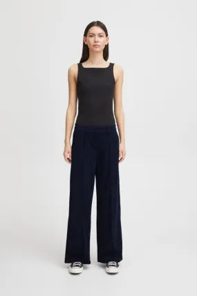 Ichi Kate Sus Wide Leg Trousers-Total Eclipse-20116768