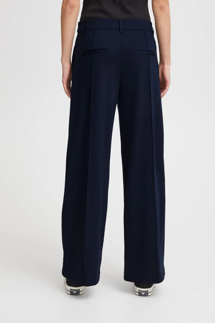 Ichi Kate Sus Wide Leg Trousers-Total Eclipse-20116768