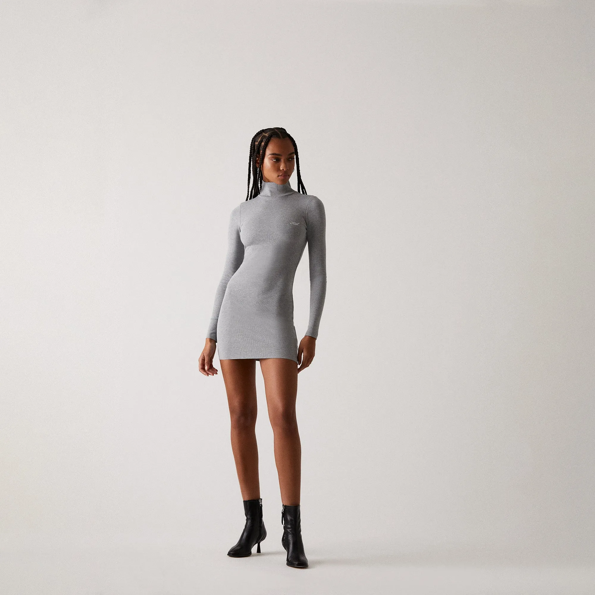 Kith Women Brier Turtleneck Mini Dress - Steel Heather Gray