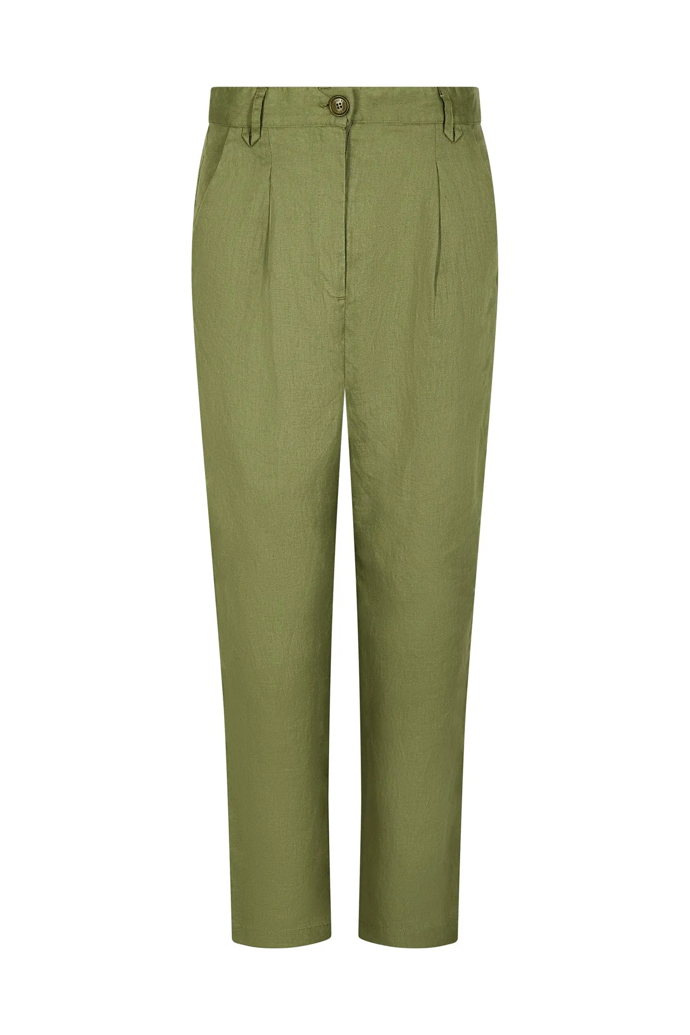 LILA Tencel Linen Blend Trousers Khaki