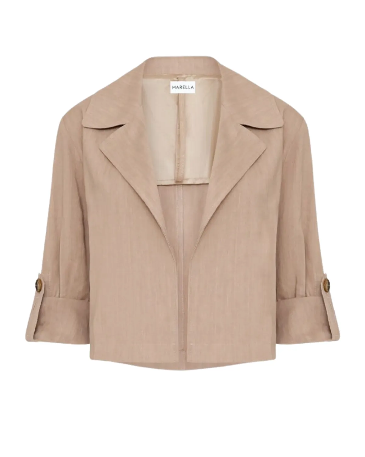 Linen Open Jacket (Beige)