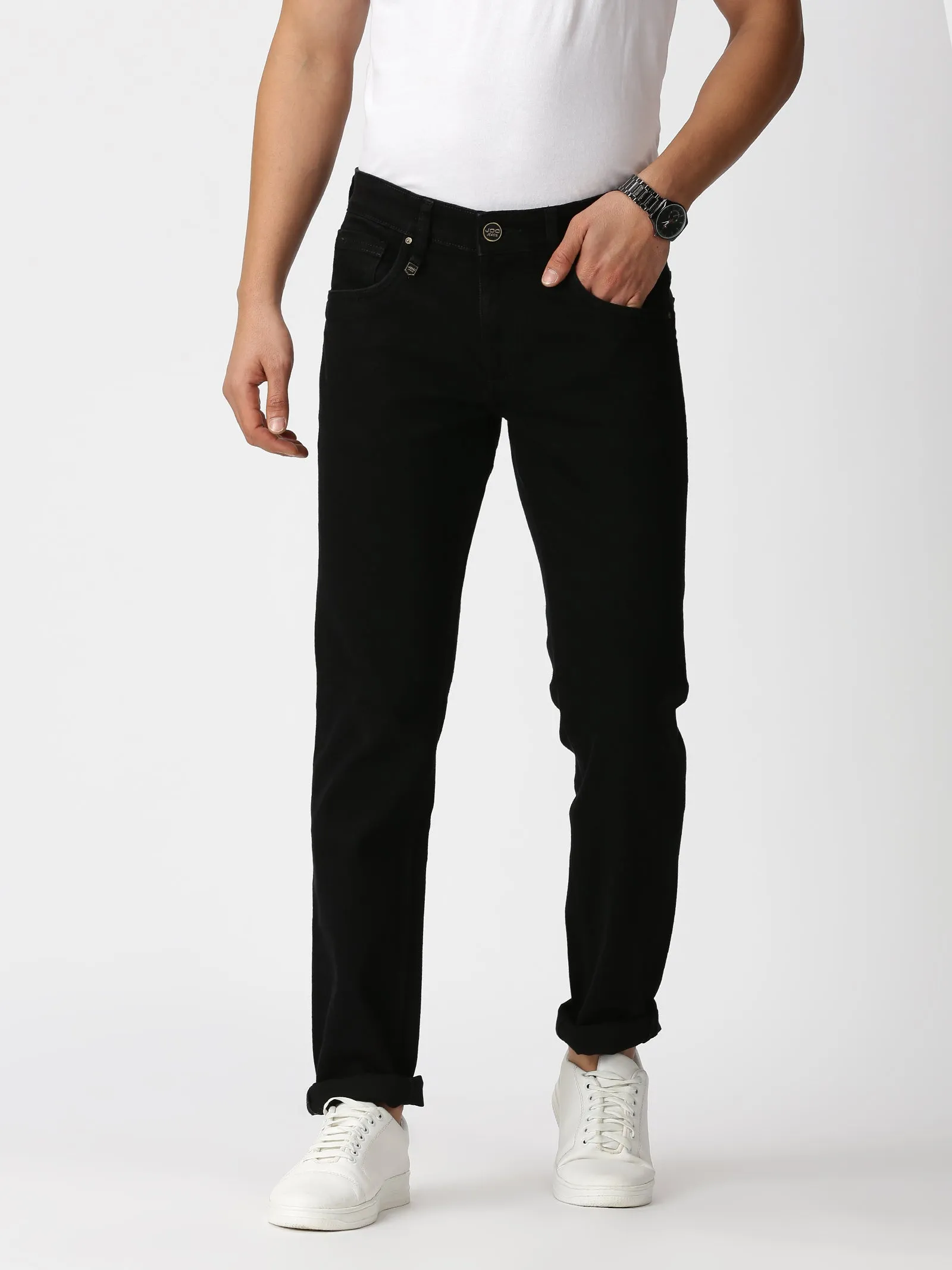 MEN'S BLACK SOLID JASON FIT JEANS