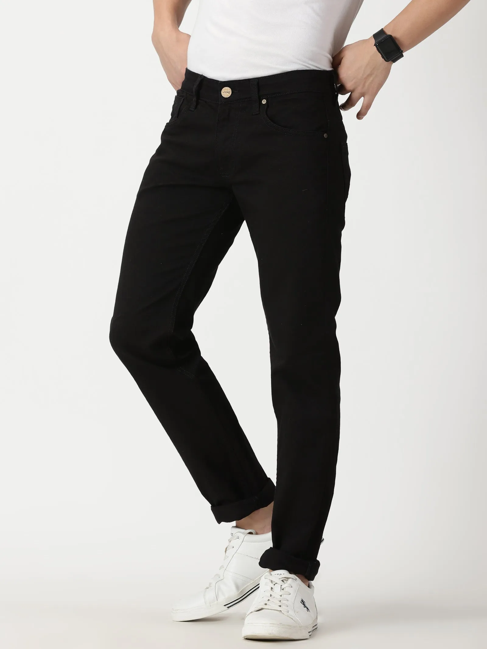 MEN'S BLACK SOLID JASON FIT JEANS