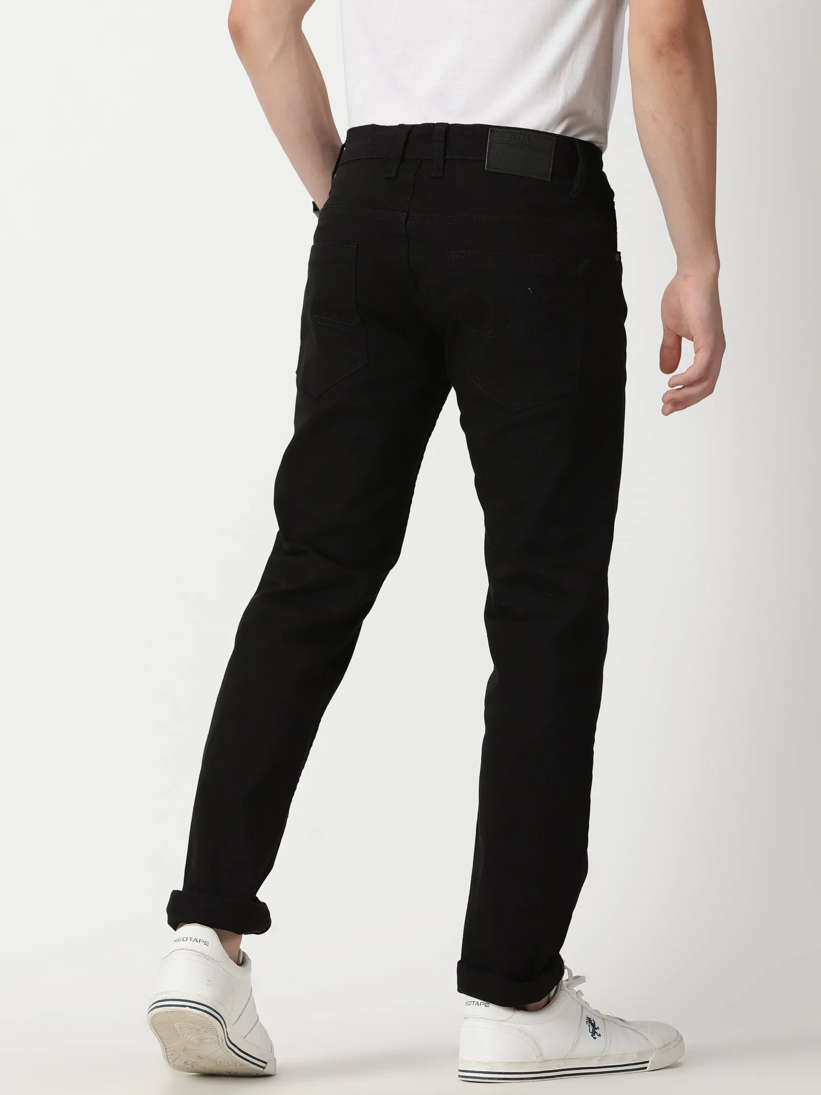 MEN'S BLACK SOLID JASON FIT JEANS