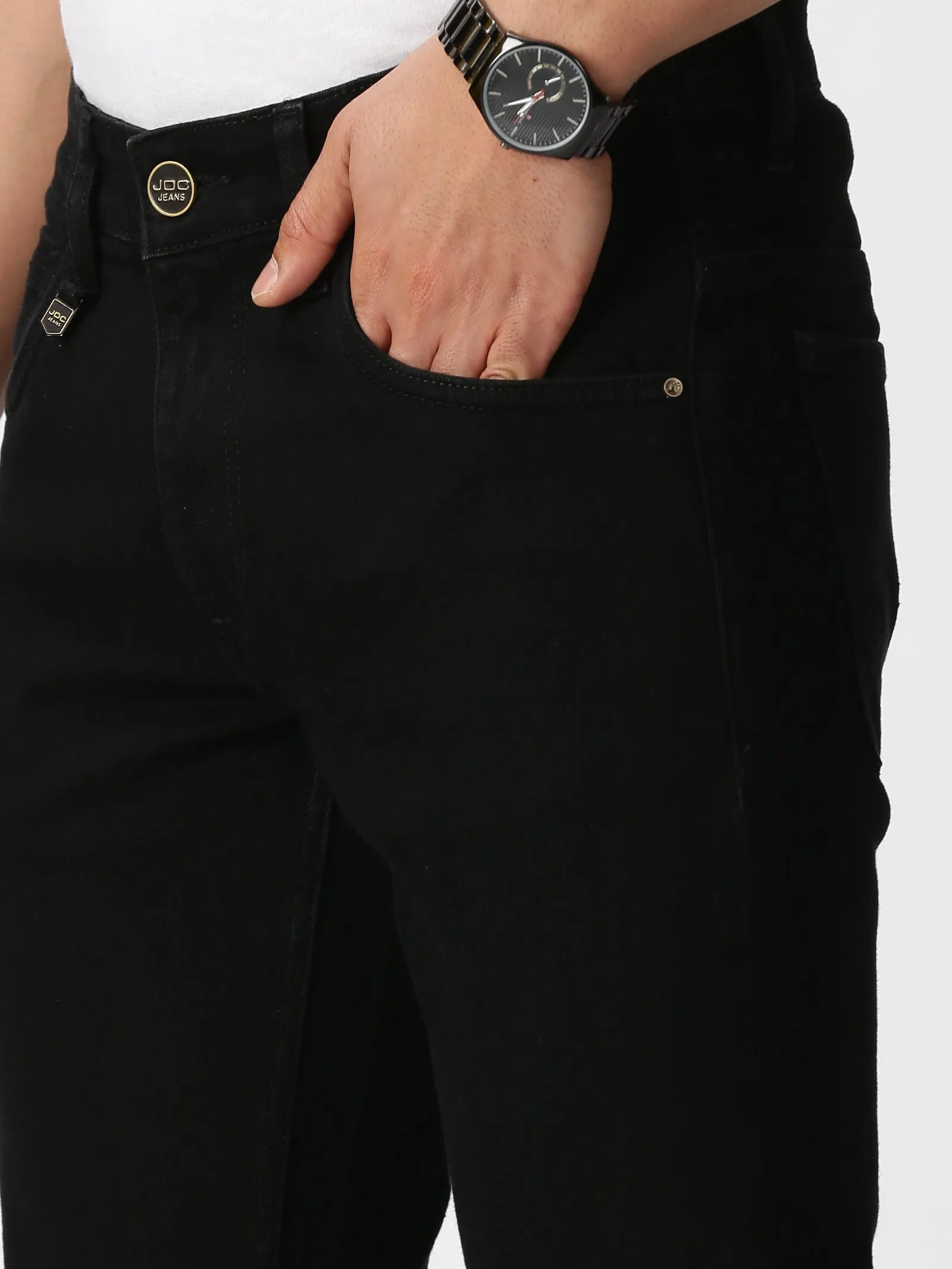 MEN'S BLACK SOLID JASON FIT JEANS