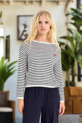 Navy Stripe Knit Sweater